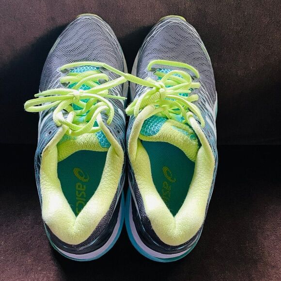 Excellent ASICS GEL NIMBUS 18 Grey Turquoise Lime Womens 7.5 US Medium 39 EUR - Picture 12 of 13